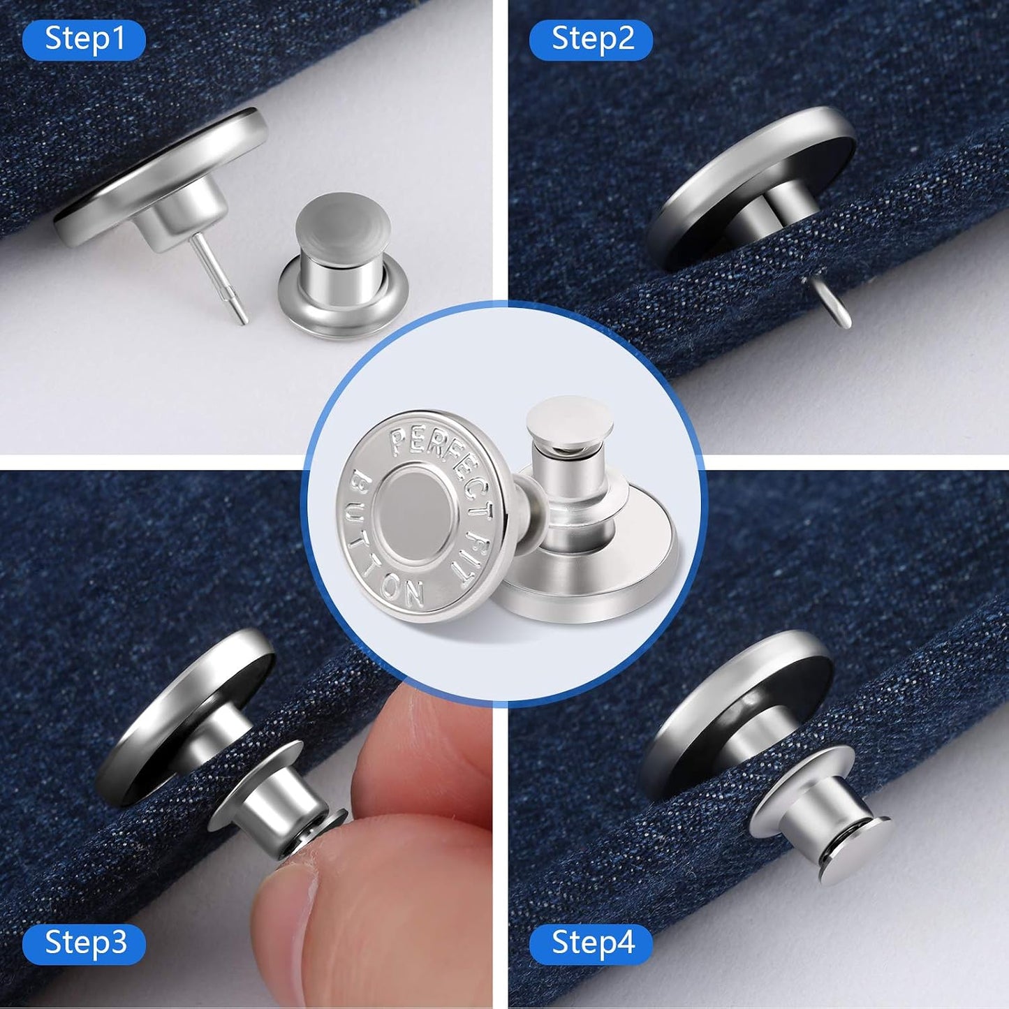 12 Sets Buttons Pins for Jeans